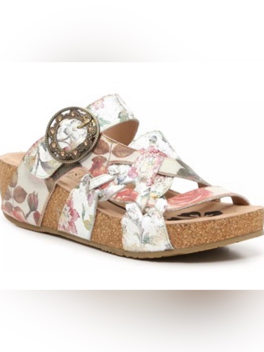 L’Artiste Spring Step YARDEN Hand Painted Leather Wedge Sandal Euro 37 US 7